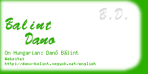 balint dano business card