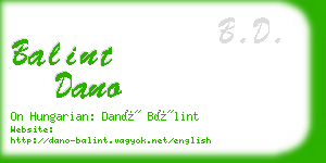 balint dano business card